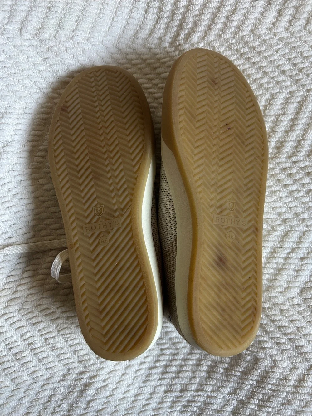 Women’s Rothy's Knit Sneakers in Light Beige with Cream Sole